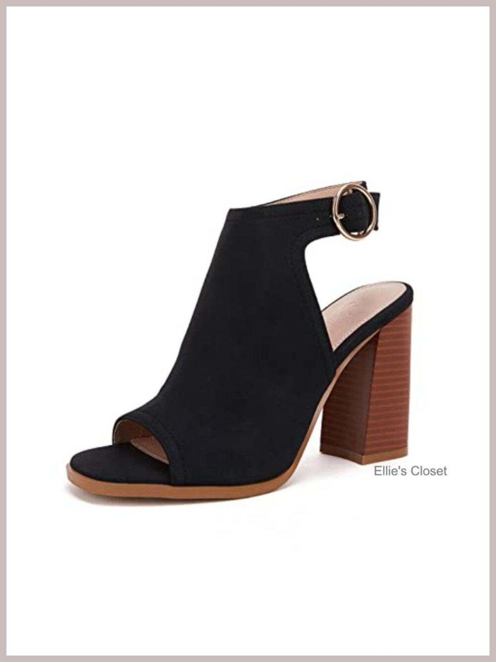 Faux Leather Peep Toe Chunky Block High Heel Cutout Ankle Booties Sandals